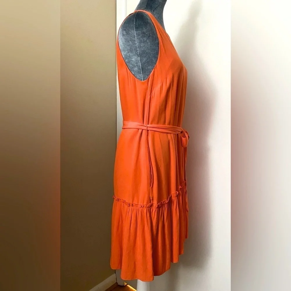 Banana Republic Flowy Orange Dress w/Removable Tie Belt & Pockets Size 6